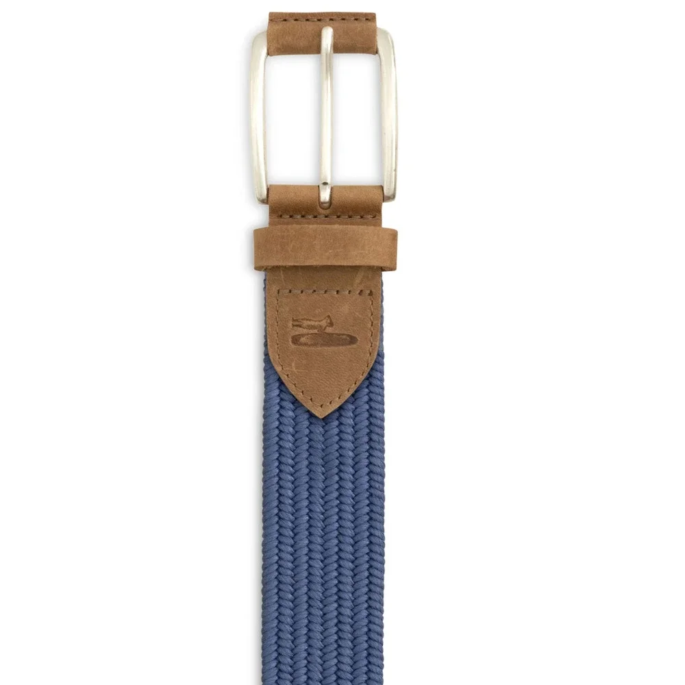 NEW JOHNNIE-O MENS LAGUNA BLUE WAXED COTTON STRETCH BELT GOLF SZ XL